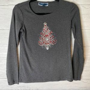 Karen scott jeweled holiday long sleeved t shirt